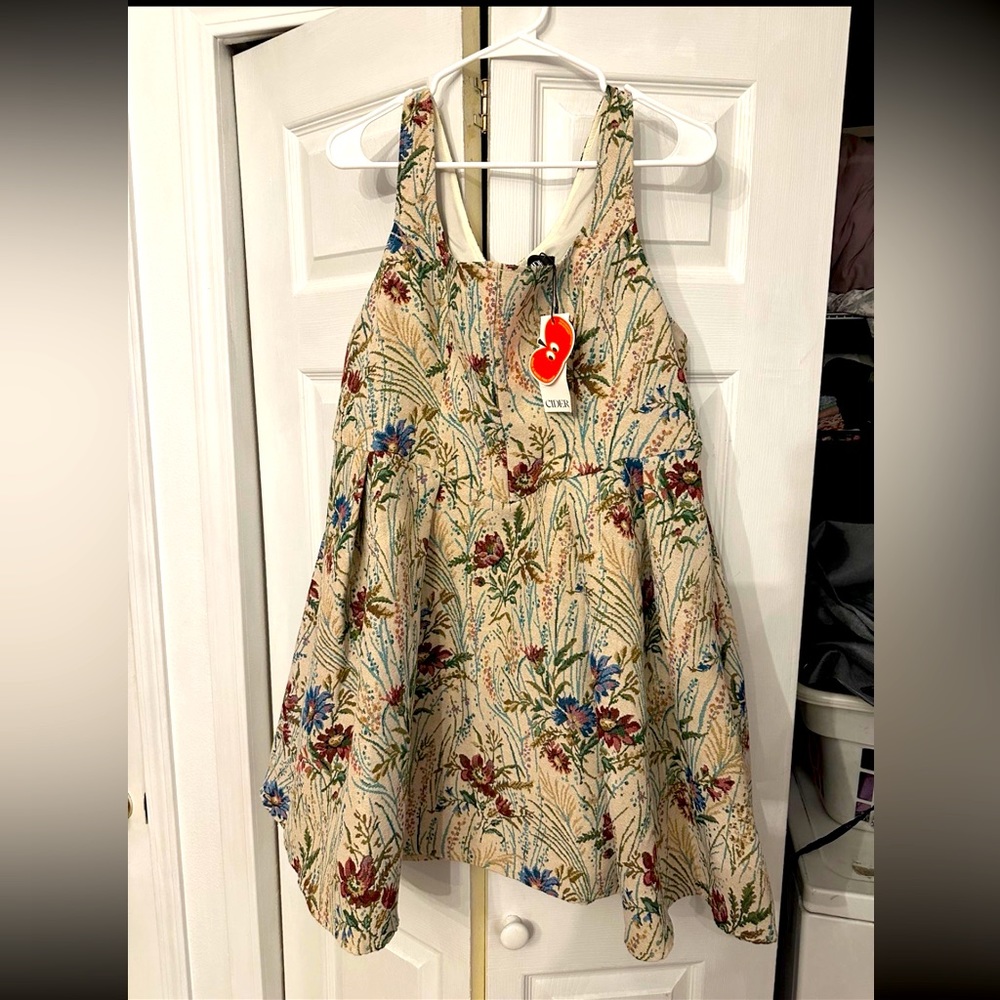 Retro Floral Corduroy Tapestry Dress